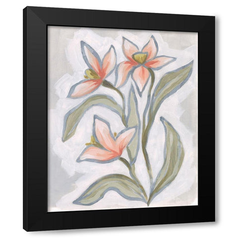 Petal Impasto II Black Modern Wood Framed Art Print with Double Matting by Vess, June Erica