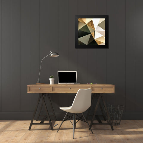 Gold Polygon Wall I Black Modern Wood Framed Art Print by Saunders, Alonzo