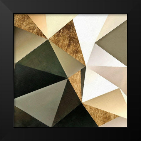 Gold Polygon Wall I Black Modern Wood Framed Art Print by Saunders, Alonzo