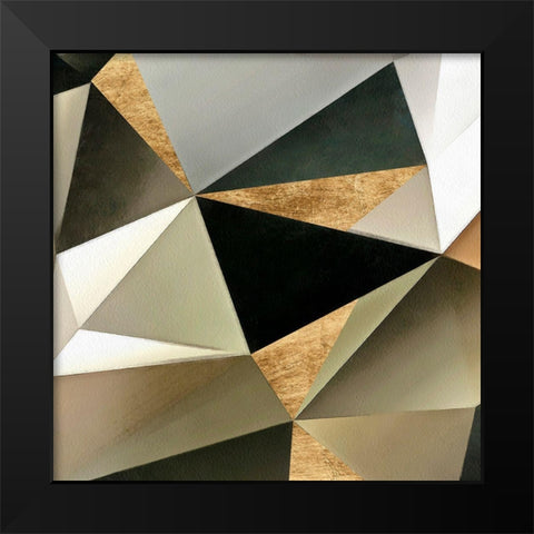 Gold Polygon Wall II Black Modern Wood Framed Art Print by Saunders, Alonzo
