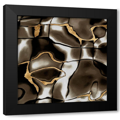 Golden Shimmer I Black Modern Wood Framed Art Print by Saunders, Alonzo