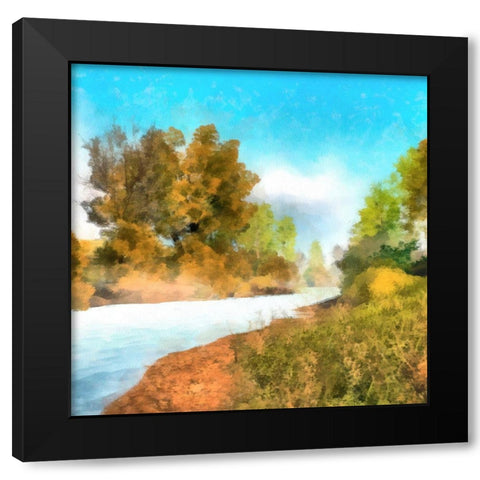 Down Stream II Black Modern Wood Framed Art Print with Double Matting by Saunders, Alonzo