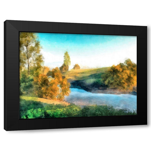 Down Stream III Black Modern Wood Framed Art Print by Saunders, Alonzo