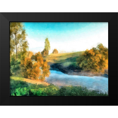 Down Stream III Black Modern Wood Framed Art Print by Saunders, Alonzo