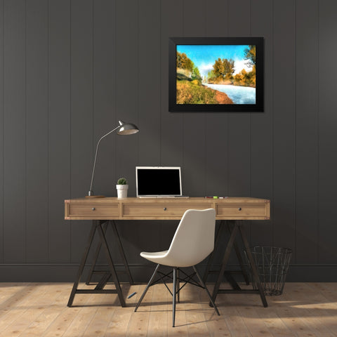 Down Stream IV Black Modern Wood Framed Art Print by Saunders, Alonzo