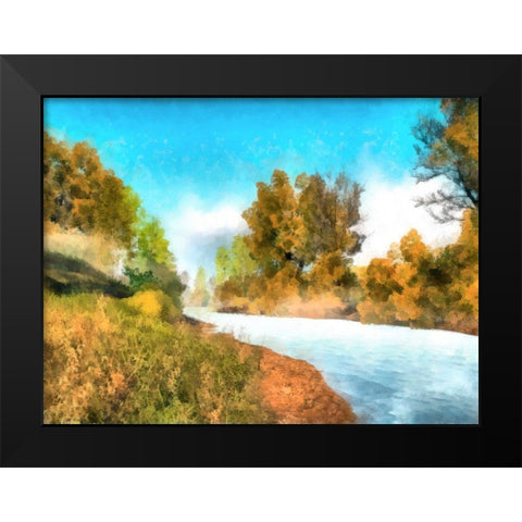 Down Stream IV Black Modern Wood Framed Art Print by Saunders, Alonzo
