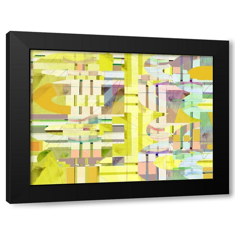 Yellow Curves II Black Modern Wood Framed Art Print with Double Matting by Cartissi