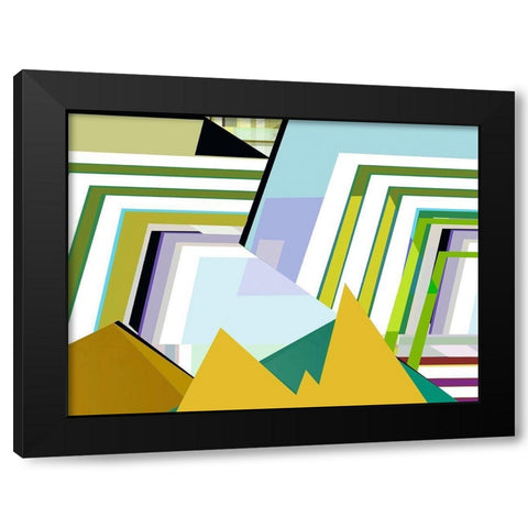 Yellow Mountains II Black Modern Wood Framed Art Print with Double Matting by Cartissi