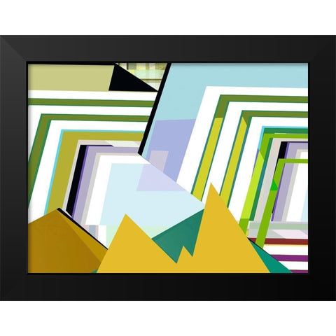 Yellow Mountains II Black Modern Wood Framed Art Print by Cartissi