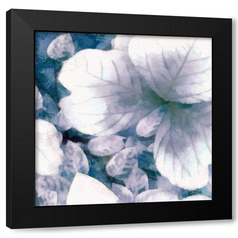 Blue Shaded Leaves I Black Modern Wood Framed Art Print by Saunders, Alonzo