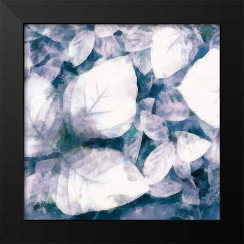 Blue Shaded Leaves II Black Modern Wood Framed Art Print by Saunders, Alonzo