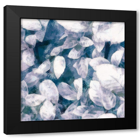 Blue Shaded Leaves III Black Modern Wood Framed Art Print by Saunders, Alonzo