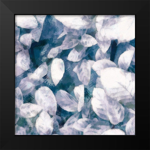 Blue Shaded Leaves III Black Modern Wood Framed Art Print by Saunders, Alonzo