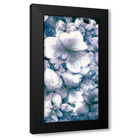 Blue Shaded Leaves V Black Modern Wood Framed Art Print by Saunders, Alonzo