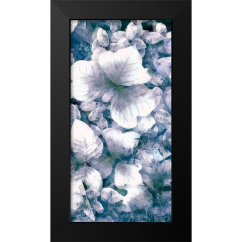 Blue Shaded Leaves V Black Modern Wood Framed Art Print by Saunders, Alonzo