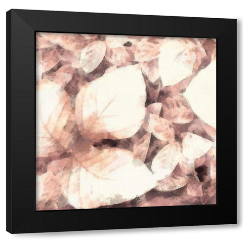 Blush Shaded Leaves II Black Modern Wood Framed Art Print with Double Matting by Saunders, Alonzo