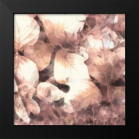 Blush Shaded Leaves IV Black Modern Wood Framed Art Print by Saunders, Alonzo