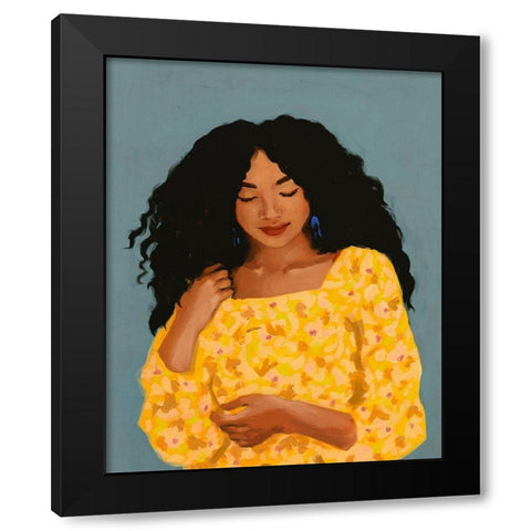 Figure in Yellow Dress Black Modern Wood Framed Art Print by Barnes, Victoria