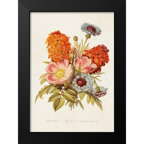 Antique Floral Bouquet II Black Modern Wood Framed Art Print by Unknown