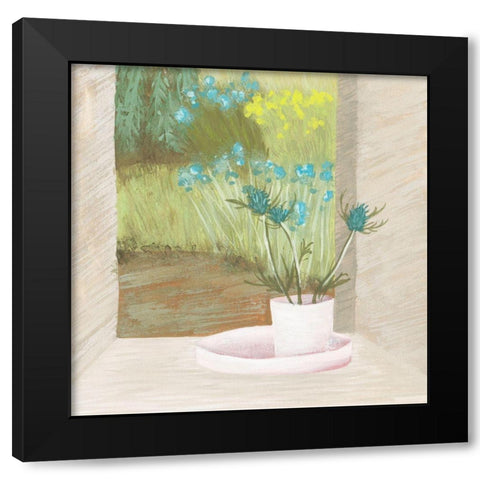 Window Plants I Black Modern Wood Framed Art Print with Double Matting by Wang, Melissa