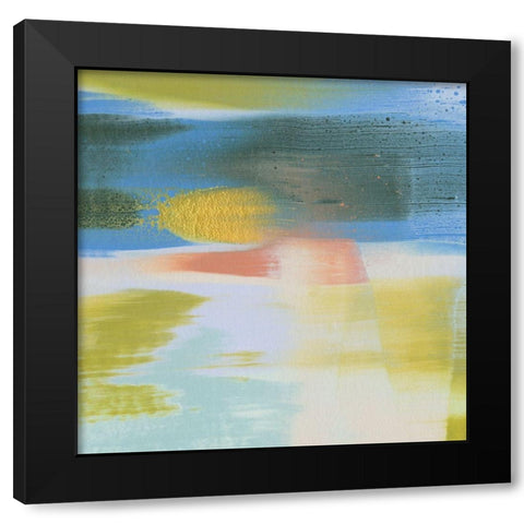 Rainbow Scrape I Black Modern Wood Framed Art Print with Double Matting by Caroline, Emma