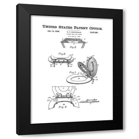 Bath Time Patents V Black Modern Wood Framed Art Print with Double Matting by Studio W