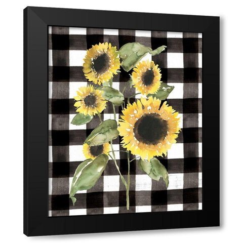 Buffalo Check Sunflower I Black Modern Wood Framed Art Print with Double Matting by Goldberger, Jennifer