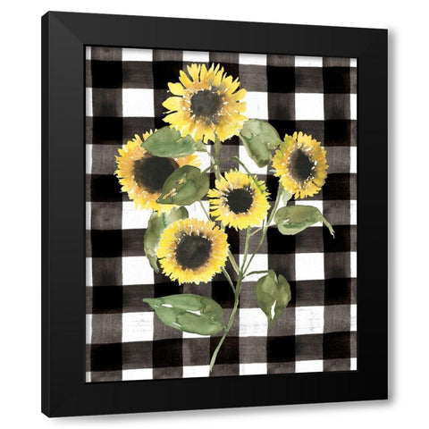 Buffalo Check Sunflower II Black Modern Wood Framed Art Print with Double Matting by Goldberger, Jennifer