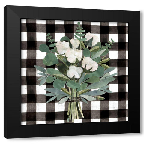 Buffalo Check Cut Paper Bouquet I Black Modern Wood Framed Art Print by Barnes, Victoria