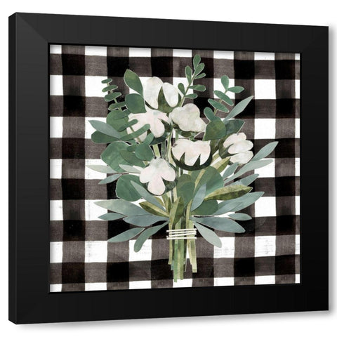 Buffalo Check Cut Paper Bouquet II Black Modern Wood Framed Art Print with Double Matting by Barnes, Victoria