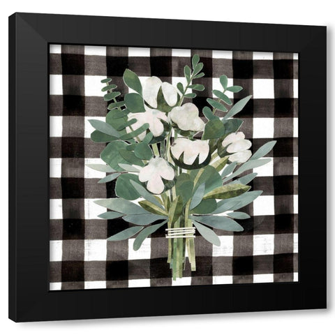 Buffalo Check Cut Paper Bouquet II Black Modern Wood Framed Art Print by Barnes, Victoria