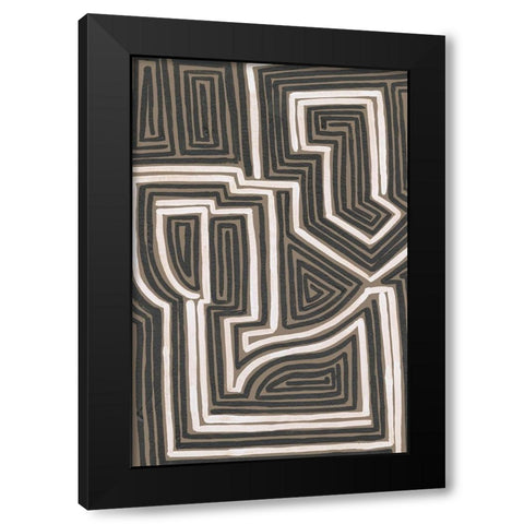 Abstract Maze I Black Modern Wood Framed Art Print with Double Matting by Moore, Regina