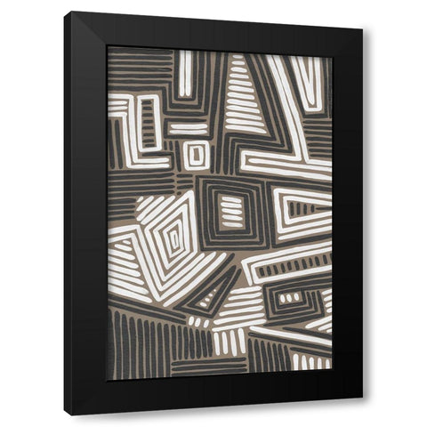 Abstract Maze II Black Modern Wood Framed Art Print with Double Matting by Moore, Regina