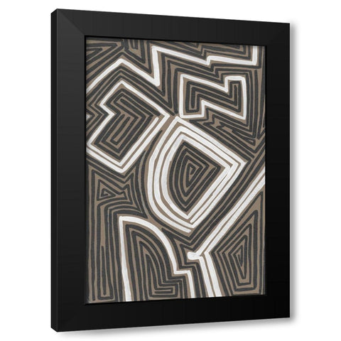 Abstract Maze III Black Modern Wood Framed Art Print with Double Matting by Moore, Regina