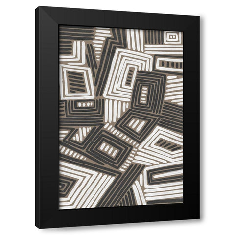 Abstract Maze IV Black Modern Wood Framed Art Print with Double Matting by Moore, Regina