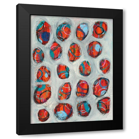 Abstract Circles I Black Modern Wood Framed Art Print with Double Matting by Moore, Regina