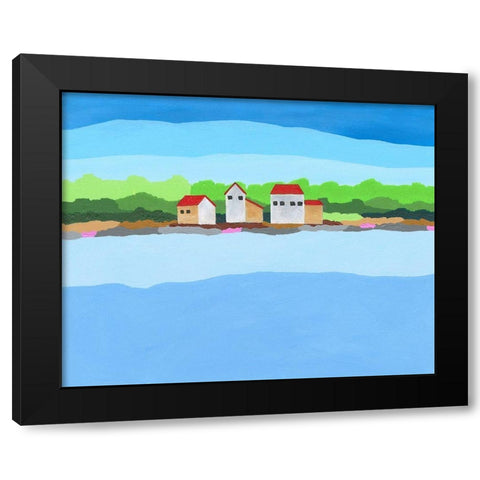 Red Roof Landscape I Black Modern Wood Framed Art Print by Moore, Regina