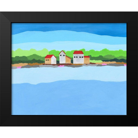 Red Roof Landscape I Black Modern Wood Framed Art Print by Moore, Regina
