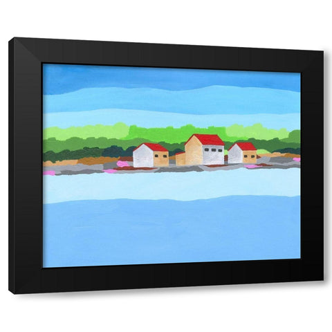 Red Roof Landscape II Black Modern Wood Framed Art Print by Moore, Regina
