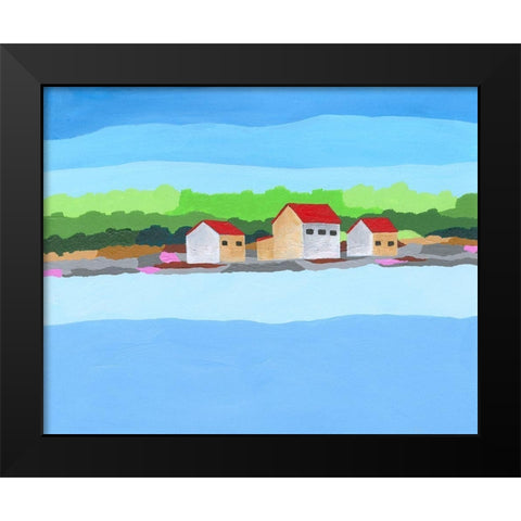 Red Roof Landscape II Black Modern Wood Framed Art Print by Moore, Regina