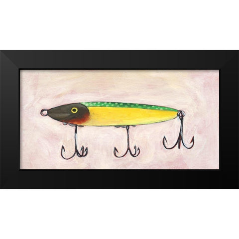 Retro Fishing Lure IV Black Modern Wood Framed Art Print by Moore, Regina