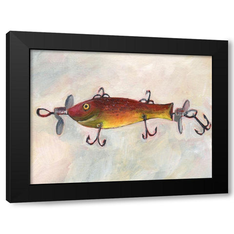 Retro Fishing Lure V Black Modern Wood Framed Art Print with Double Matting by Moore, Regina