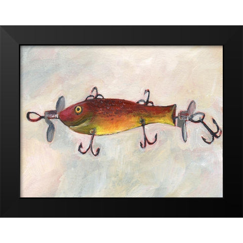 Retro Fishing Lure V Black Modern Wood Framed Art Print by Moore, Regina