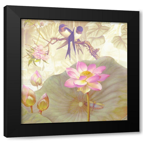 Lotus Sanctuary IV Black Modern Wood Framed Art Print with Double Matting by Hunziker, Steve