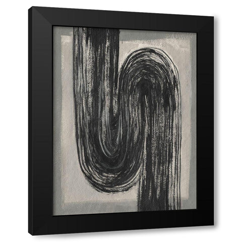 Grey Linear Path II Black Modern Wood Framed Art Print with Double Matting by Goldberger, Jennifer