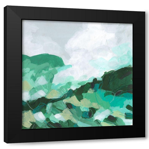 Aqua Valley I Black Modern Wood Framed Art Print with Double Matting by Vess, June Erica