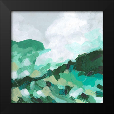 Aqua Valley I Black Modern Wood Framed Art Print by Vess, June Erica