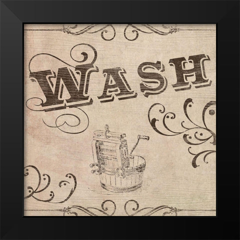 Vintage Laundry Signs II Black Modern Wood Framed Art Print by Vess, June Erica