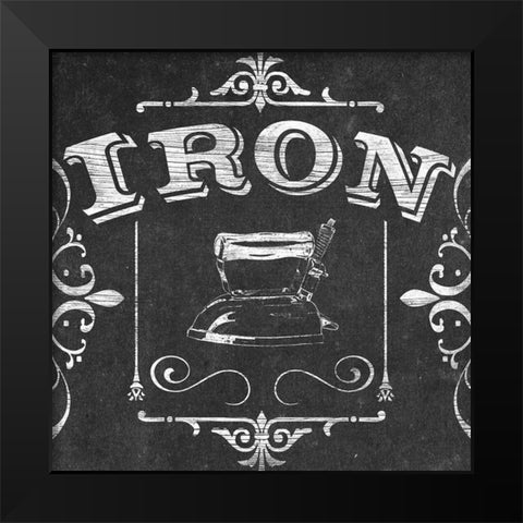 Vintage Laundry Signs V Black Modern Wood Framed Art Print by Vess, June Erica