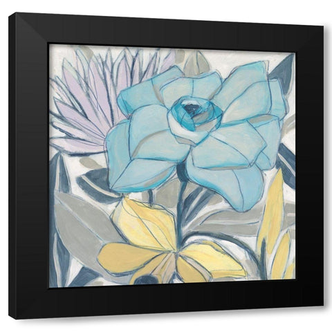 Etched Indigo Fresco I Black Modern Wood Framed Art Print by Vess, June Erica
